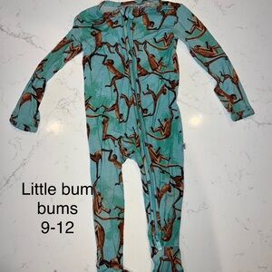Little Bum Bums Baby Romper - Green with Monkeys